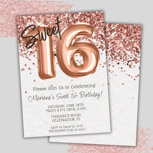 バラ金ゴールドスウィート16バースデーパーティー 招待状