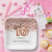 バラ金ゴールドスウィート16thバースデーパーティー ペーパープレート (パーティー)