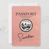 バラ金ゴールドスウェーデンパスポート結婚式招待状 招待状 (裏面)