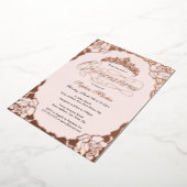 バラ金ゴールドスエレガントクリプトキンセアニェラ誕生日 箔招待状 (回転した状態)