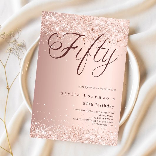 バラ金ゴールドスエレガントクリプト紙吹雪50歳 招待状