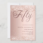 バラ金ゴールドスエレガントクリプト紙吹雪50歳 招待状 (正面)