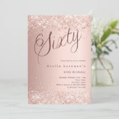 バラ金ゴールドスエレガントクリプト紙吹雪60歳の誕生日 招待状 (スタンド正面)