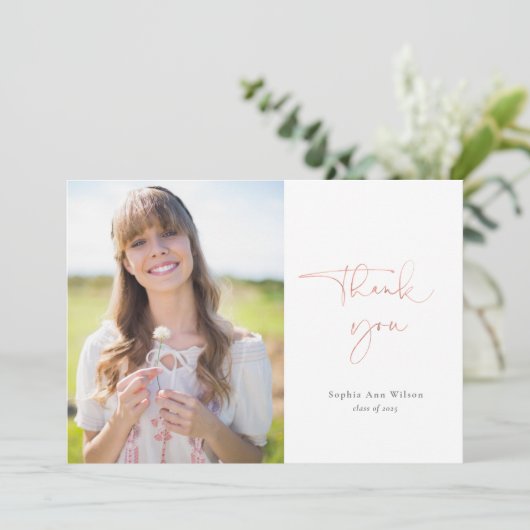 バラ金ゴールドスカジュアルクリプト写真卒業ありがとう サンキューカード (スタンド正面)