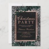 バラ金ゴールドスクリプトの葉の雪のシャルボードクリスマス 招待状 (正面)