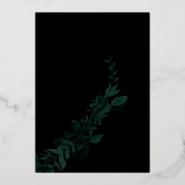 バラ金ゴールドスクリプトタイポグラフィフローラ結婚写真 箔招待状 (裏面)