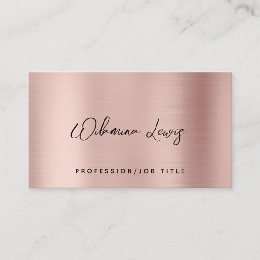 バラ金ゴールドスクリプトタイポグラフィモダンミニマル 名刺 (正面)