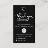 バラ金ゴールドスクリプトハートブラックロゴの感謝してい順序 名刺 (正面)