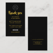 バラ金ゴールドスクリプトハートブラックロゴ感謝していの順序  名刺 (正面/裏面)