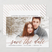 バラ金ゴールドスクリプトフォトフォイルに日付をフェイク保存 セーブザデート (正面/裏面)