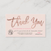 バラ金ゴールドスクリプトフォトロゴのピンク色の感謝してい順序あなた 名刺 (正面)