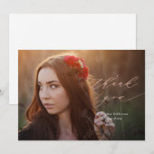 バラ金ゴールドスクリプトフォト卒業ありがとう サンキューカード (正面/裏面)