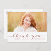 バラ金ゴールドスクリプトフォト卒業ありがとう ポストカード (正面/裏面)