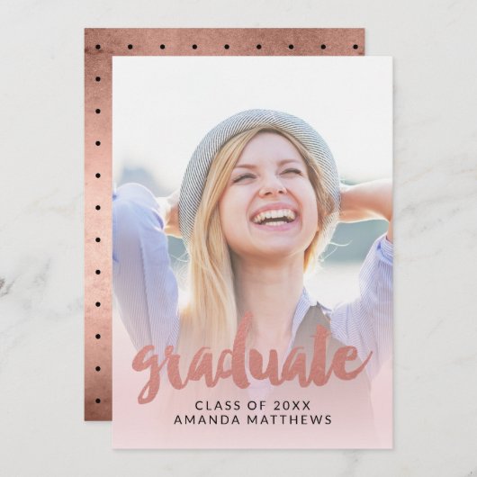 バラ金ゴールドスクリプトフォト卒業のお知らせ 案内状 (正面/裏面)