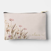 バラ金ゴールドスクリプトフローラ名モノグラム アクセサリーポーチ (裏面)