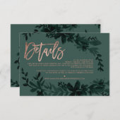 バラ金ゴールドスクリプトフローラ結婚の緑の方向 エンクロージャーカード (正面/裏面)