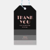 バラ金ゴールドスクリプトブラックグレイストライプありがとう ギフトタグ (正面)