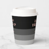 バラ金ゴールドスクリプトブラックグレーストライプ誕生日 紙コップ (左)