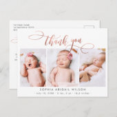 バラ金ゴールドスクリプトベビーガール写真コラージュありがとう ポストカード (正面/裏面)