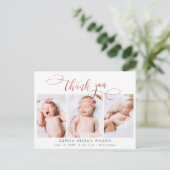 バラ金ゴールドスクリプトベビーガール写真コラージュありがとう ポストカード (スタンド正面)