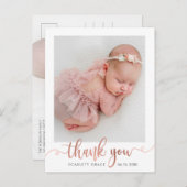 バラ金ゴールドスクリプトミニマルベビー写真ありがとう ポストカード (正面/裏面)
