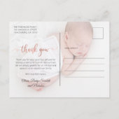 バラ金ゴールドスクリプトミニマルベビー写真ありがとう ポストカード (裏面)