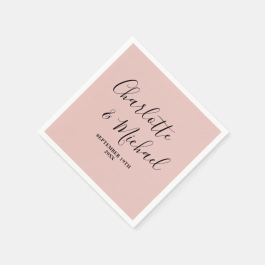 バラ金ゴールドスクリプトミニマル結婚リスト スタンダードカクテルナプキン (角)