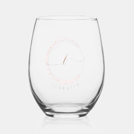 バラ金ゴールドスクリプトモノグラムレターI ステムなしワイングラス