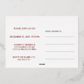 バラ金ゴールドスクリプト新年お祝い招待状 箔シーズンカード (裏面)