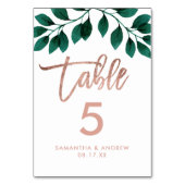 バラ金ゴールドスクリプト緑葉白色テーブル番号 テーブルナンバー (裏面)
