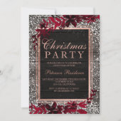 バラ金ゴールドスクリプト赤葉雪木クリスマス 招待状 (正面)