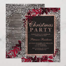 バラ金ゴールドスクリプト赤葉雪木クリスマス 招待状