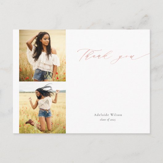 バラ金ゴールドスクリプト2枚フォト卒業ありがとう ポストカード (正面)