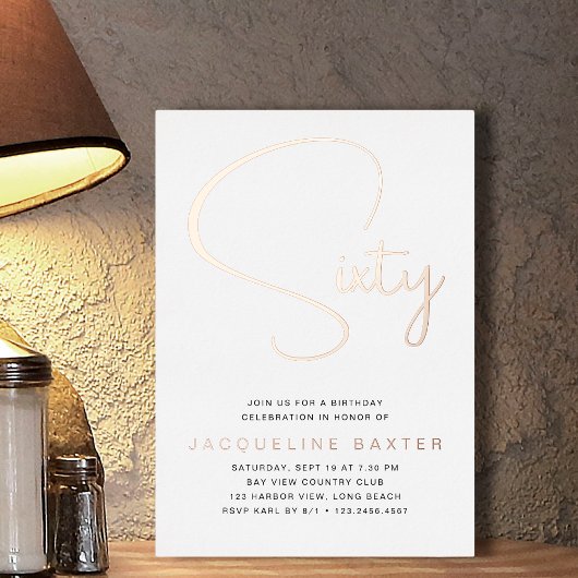 バラ金ゴールドスクリプト60th誕生日パーティー 箔招待状