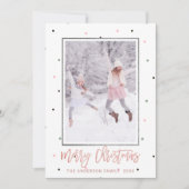 バラ金ゴールドスクリプト | Pastel Snow Christmas Photo シーズンカード (正面)