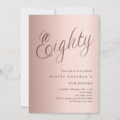バラ金ゴールドスクリプトluxury 80th birthday 招待状 (正面)