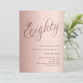 バラ金ゴールドスクリプトluxury 80th birthday 招待状 (スタンド正面)