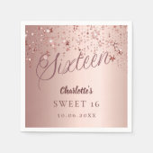 バラ金ゴールドスクリプトstars sweet 16 スタンダードカクテルナプキン (正面)