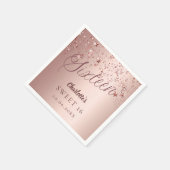 バラ金ゴールドスクリプトstars sweet 16 スタンダードカクテルナプキン (角)