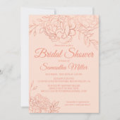 バラ金ゴールドスケッチフラワーブライダルシャワー 招待状 (正面)