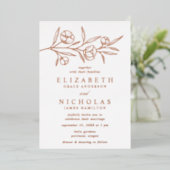 バラ金ゴールドスケッチフローラ結婚の 箔招待状 (立ち正面)