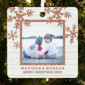 バラ金ゴールドスタイリッシュの雪片両面写真 メタルオーナメント