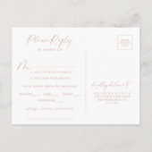 バラ金ゴールドスタイリッシュメニュー選択RSVP ポストカード (裏面)