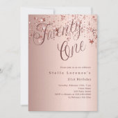 バラ金ゴールドスタースクリックスラグジュアリー21歳の誕生日 招待状 (正面)