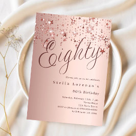 バラ金ゴールドスターススクリプトラグジュアリー80th誕生日 招待状