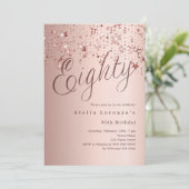 バラ金ゴールドスターススクリプトラグジュアリー80th誕生日 招待状 (スタンド正面)