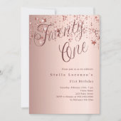 バラ金ゴールドスターススクリプト21歳の誕生日 招待状 (正面)