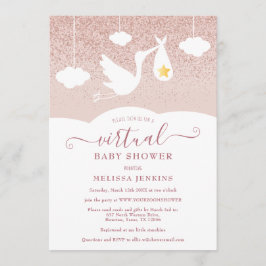 バラ金ゴールドスターストークグリッターバーチャルベビーシャワー 招待状