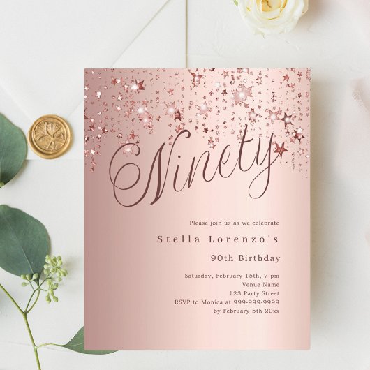 バラ金ゴールドスターズバジェット90th誕生日の招待状