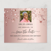 バラ金ゴールドスター写真の誕生日を保存する日付カード (正面)